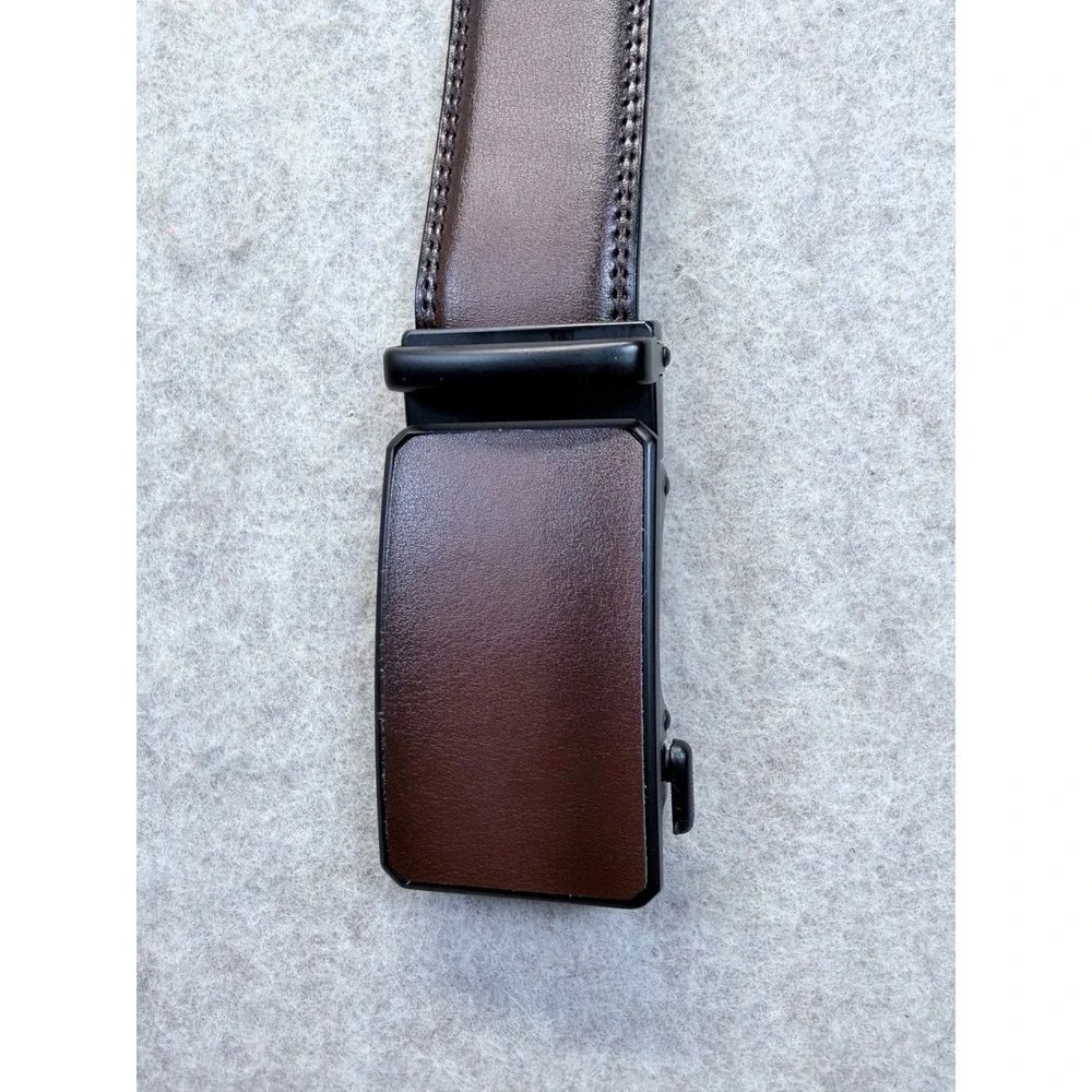 Kemisant Ratchet Belt Men Adjustable Brown Leather Automatic Slide Dress 28